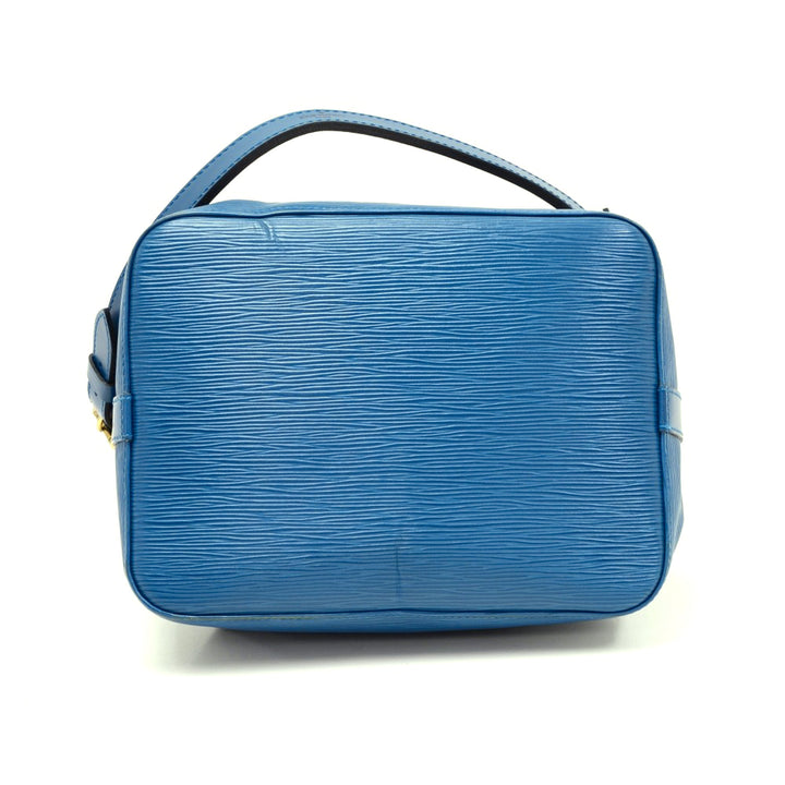 petit noe blue epi leather shoulder bag