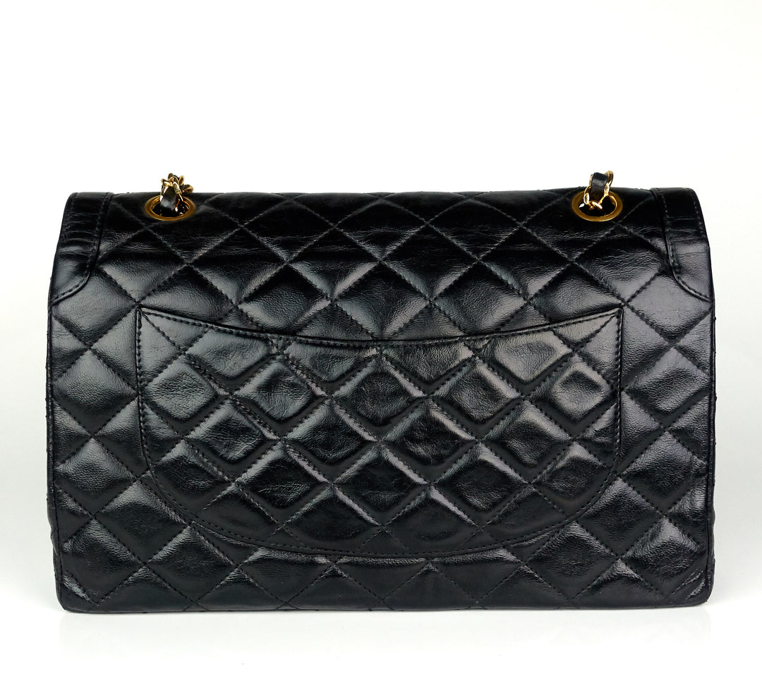 paris limited edition lambskin leather double flap shoulder bag