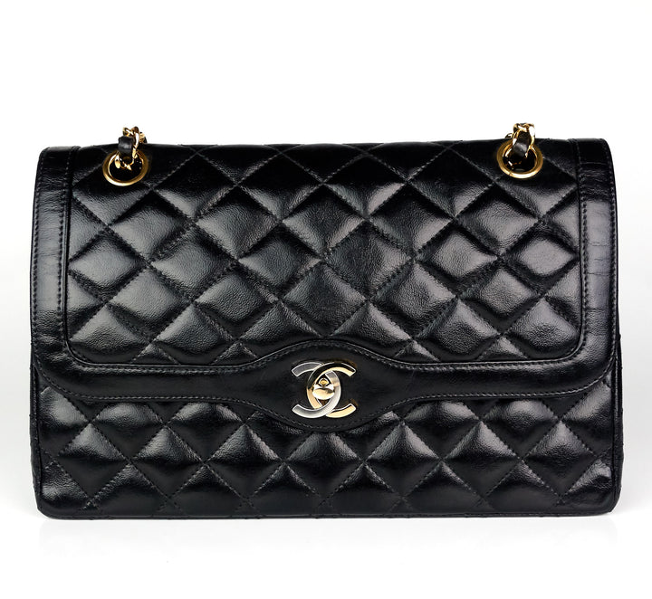paris limited edition lambskin leather double flap shoulder bag