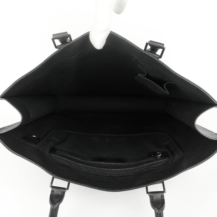 sac plat gm black epi leather bag