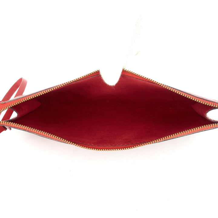 pochette accessoires red epi leather handbag