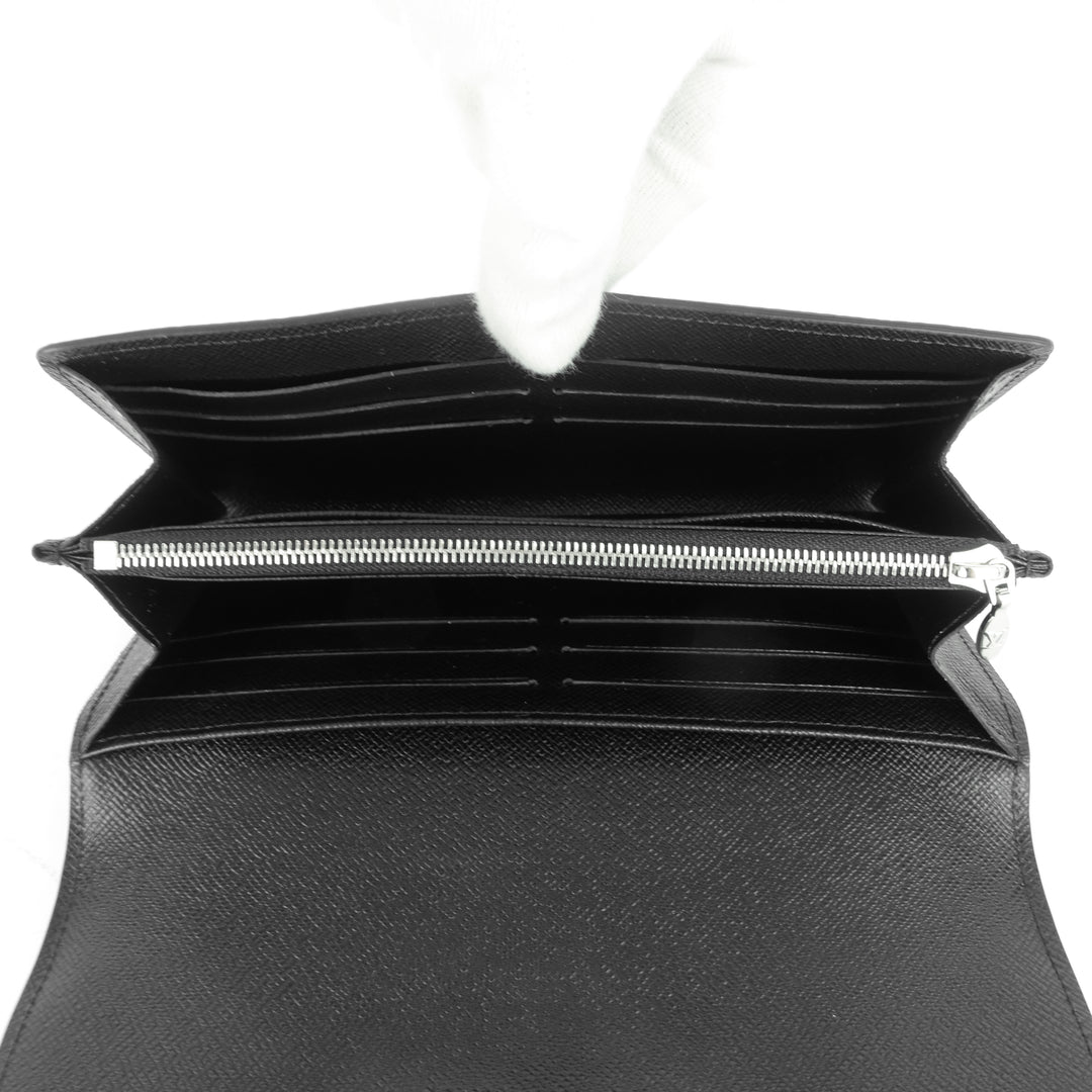 twist long black epi leather wallet