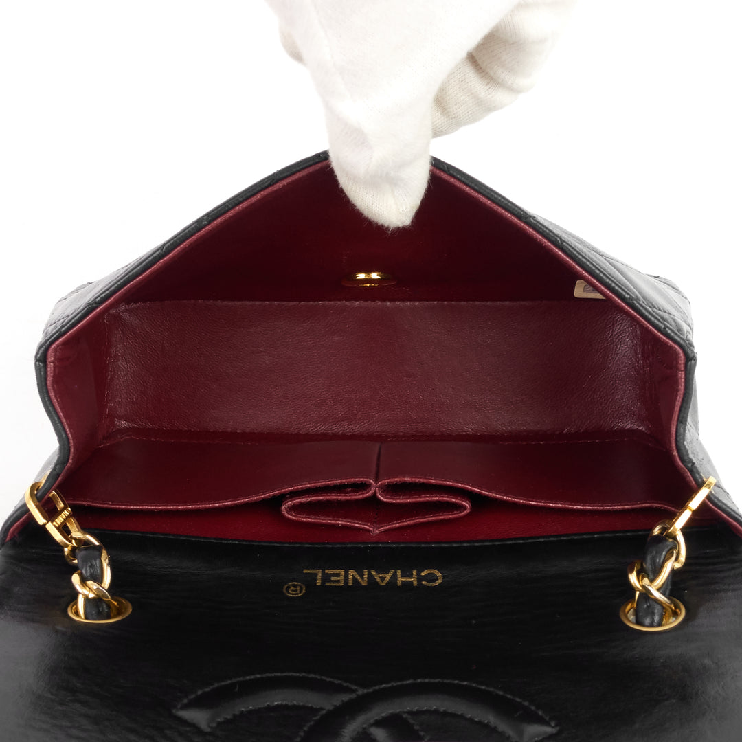 lambskin leather small single flap bag