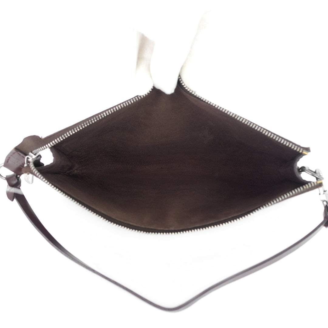 pochette accessoires brown epi leather bag