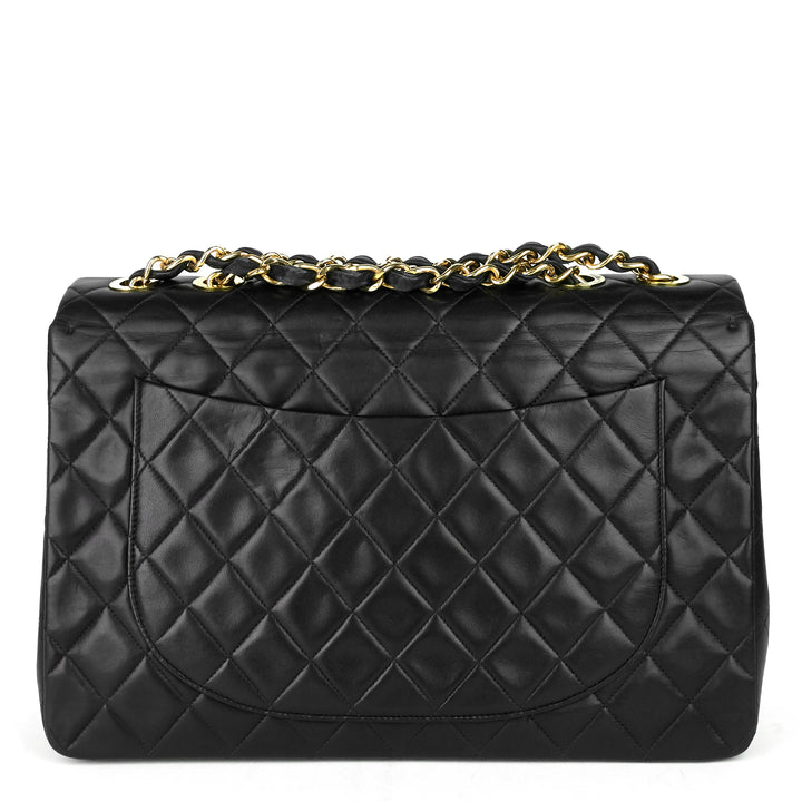 classic single flap maxi lambskin leather bag