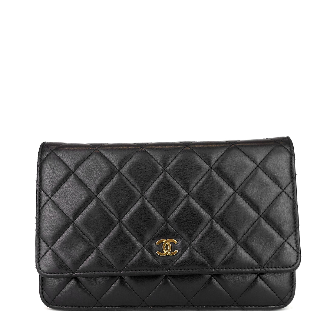 wallet on chain lambskin leather bag