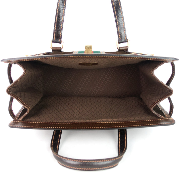 suede web stripe tote bag