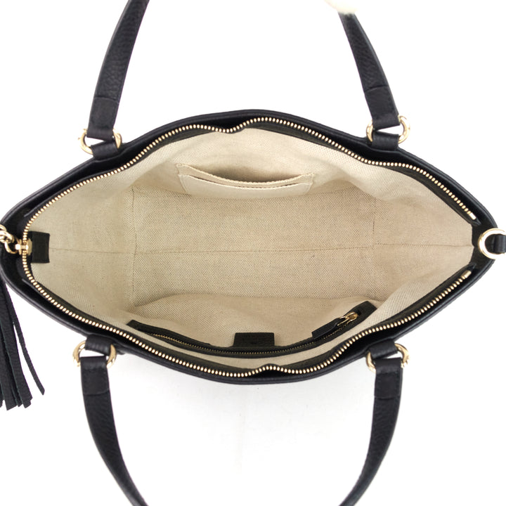 soho pebbled leather small top handle tote bag