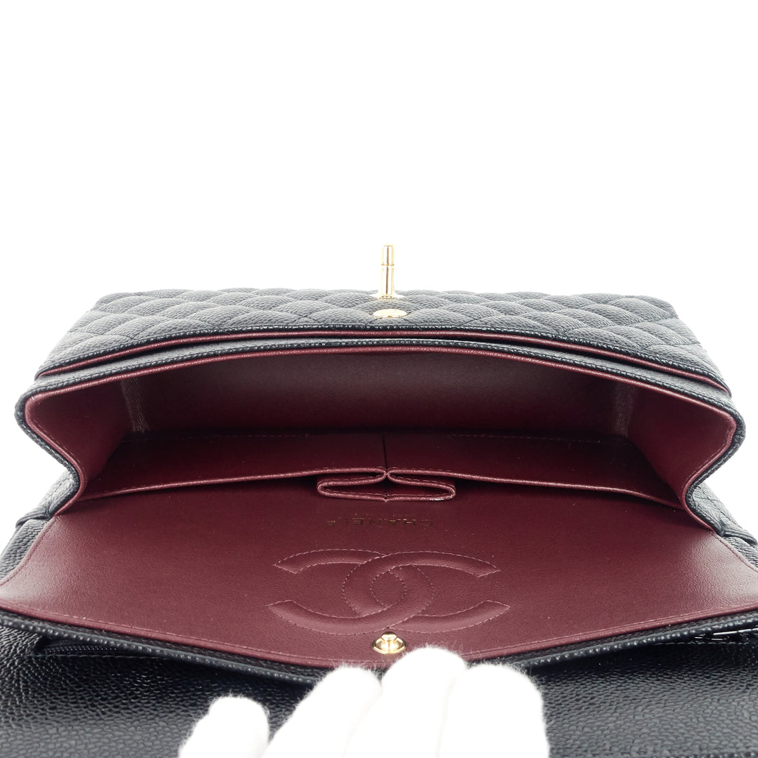 classic double flap medium caviar leather bag