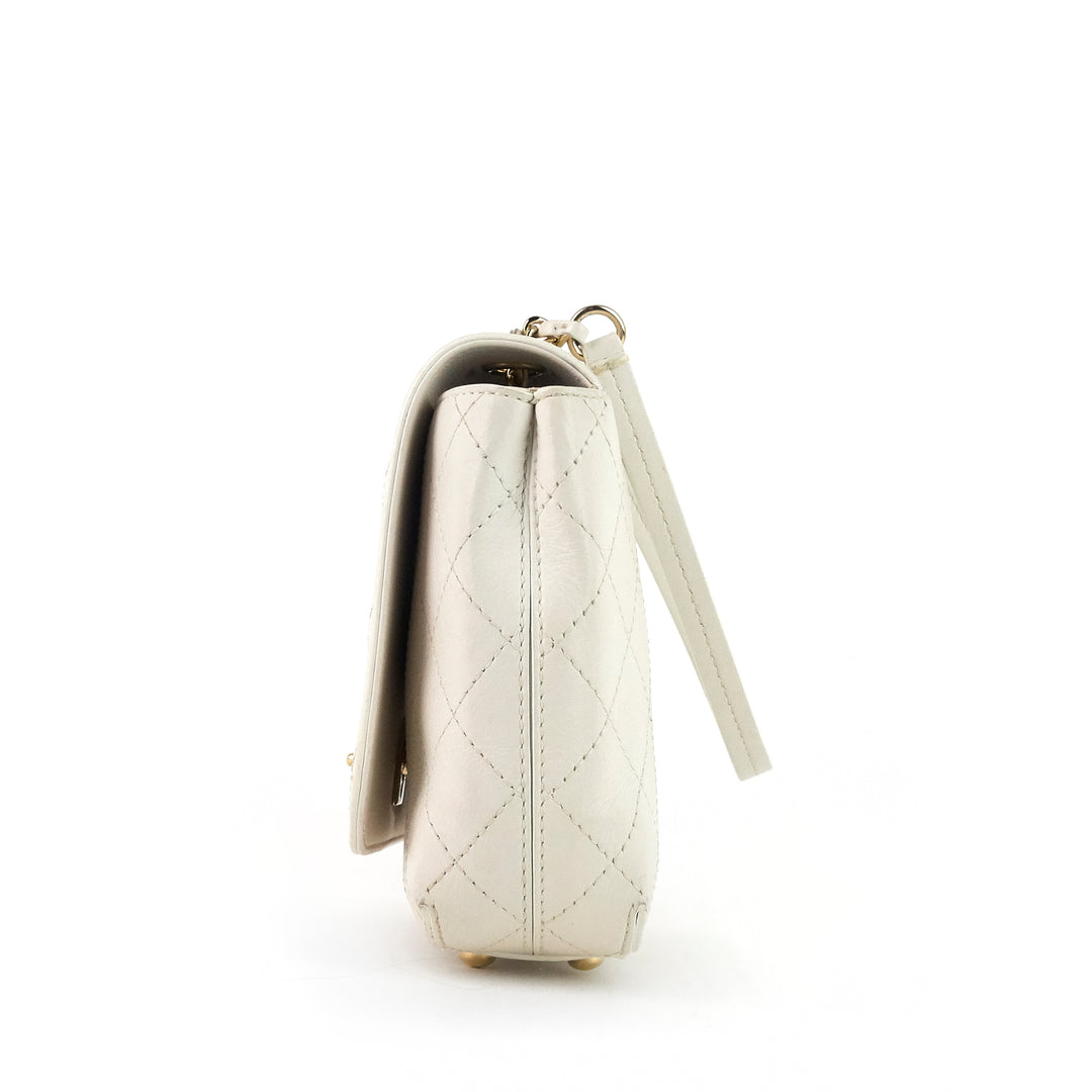 quilted leather small flap bag