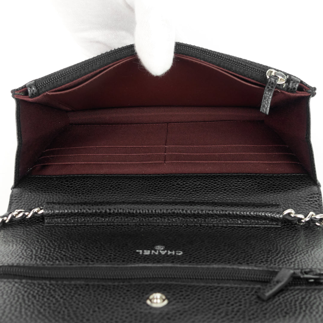 wallet on chain caviar leather bag