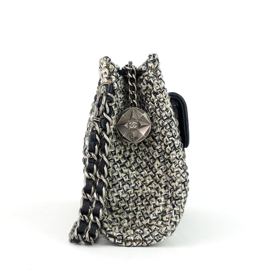 front pocket tweed clutch bag
