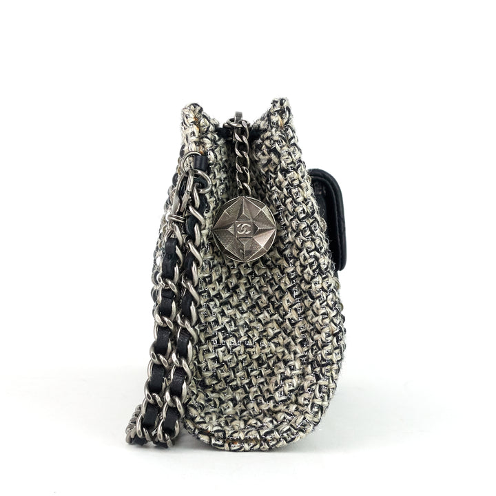 front pocket tweed clutch bag