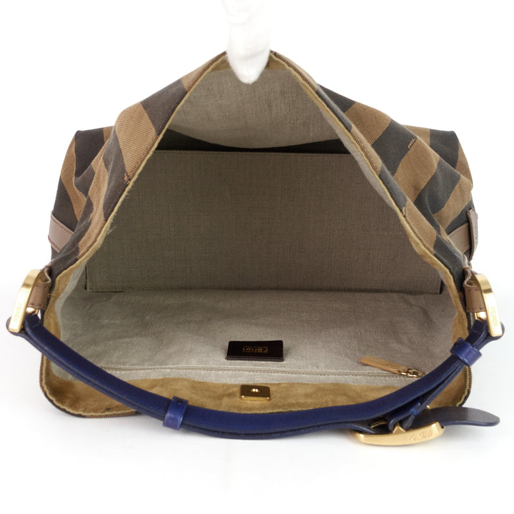 tobacco pequin stripe canvas hobo bag