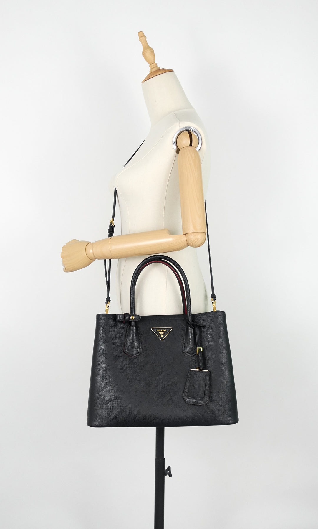 double medium saffiano cuir leather tote bag