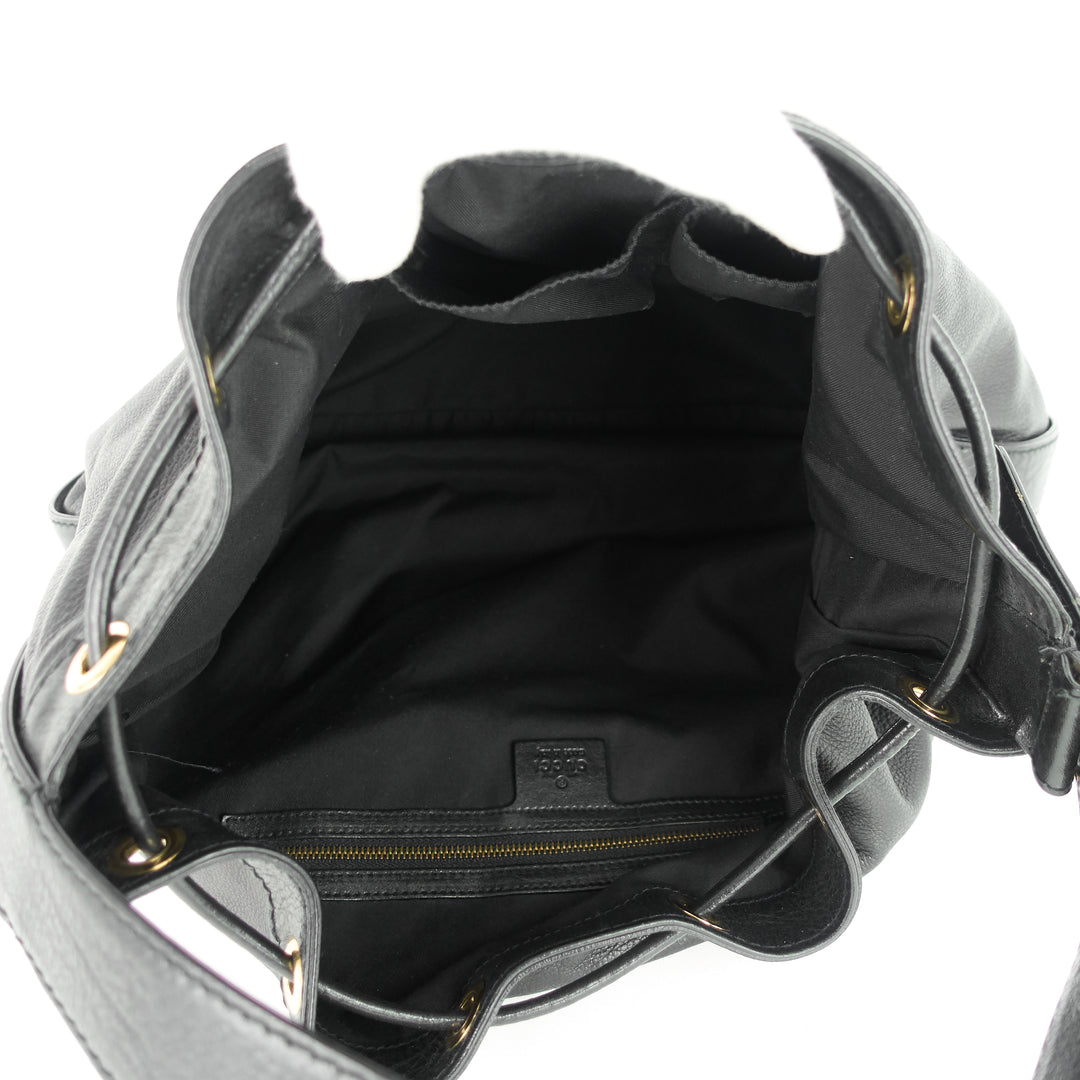 drawstring soft leather tote bag