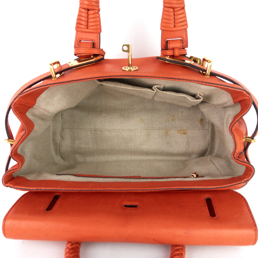 leather 'handmade' medium top handle bag