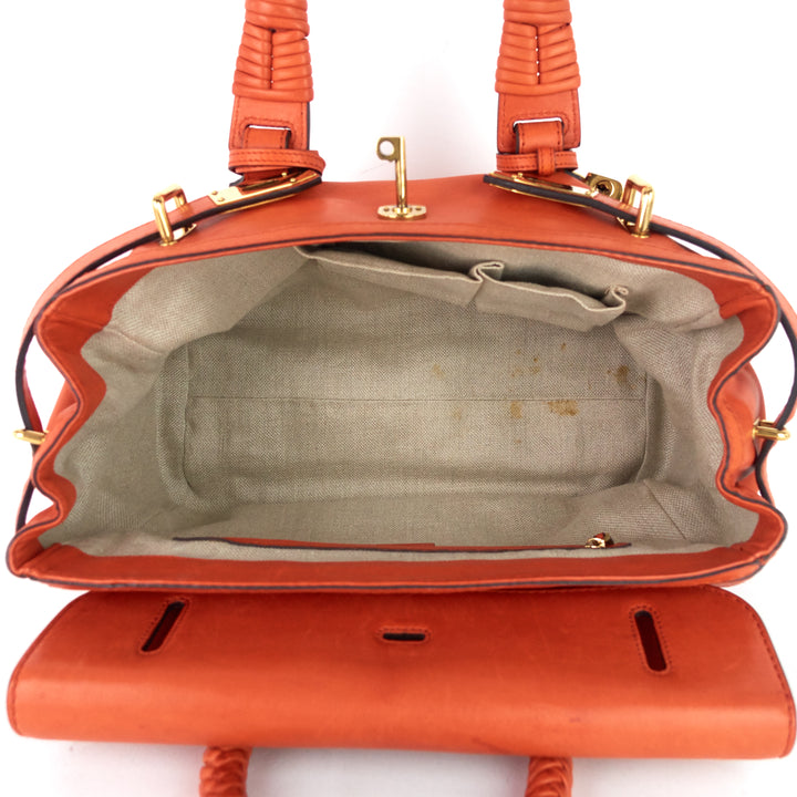 leather 'handmade' medium top handle bag