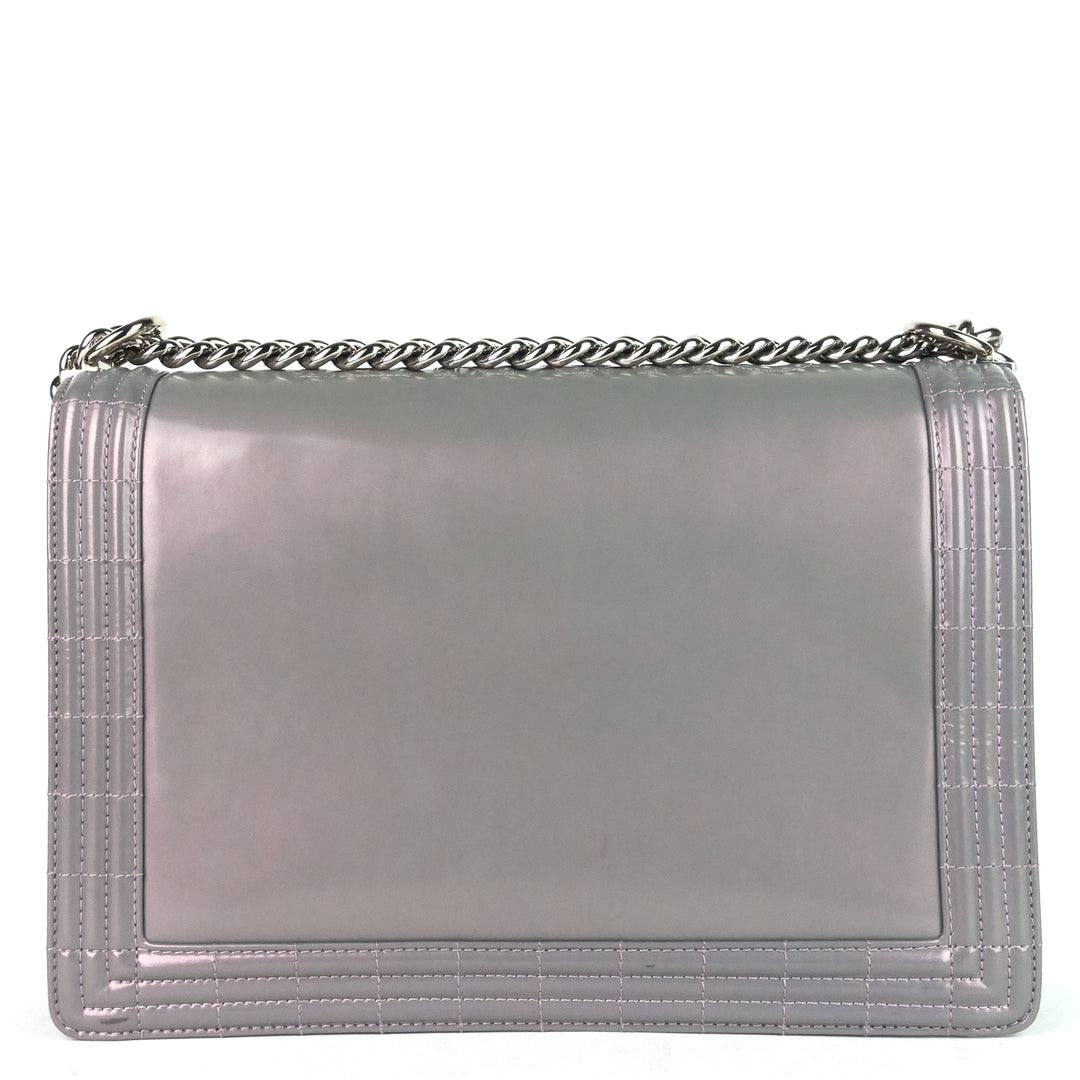 reverso boy flap large glazed leather bag