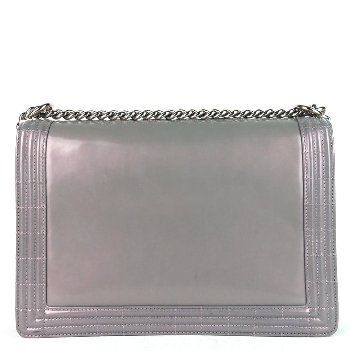 reverso boy flap large glazed leather bag