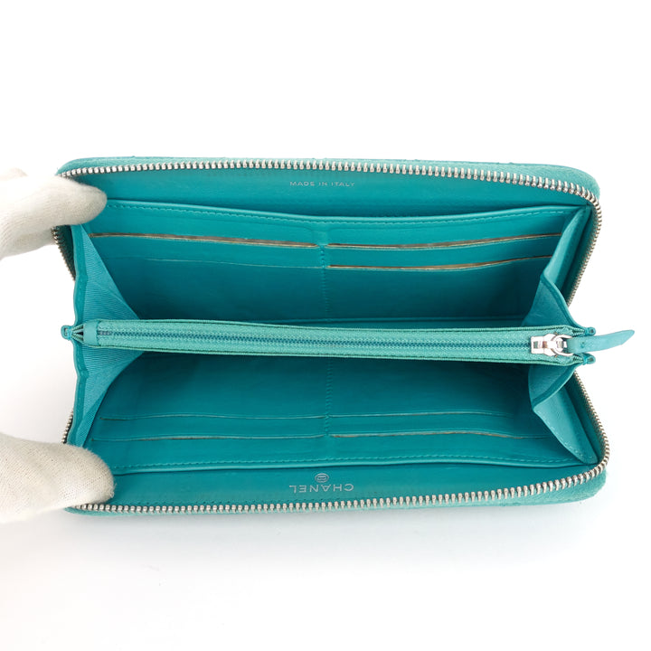 classic zip around large lambskin wallet