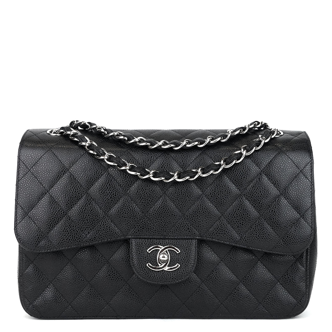 classic double flap caviar leather jumbo bag