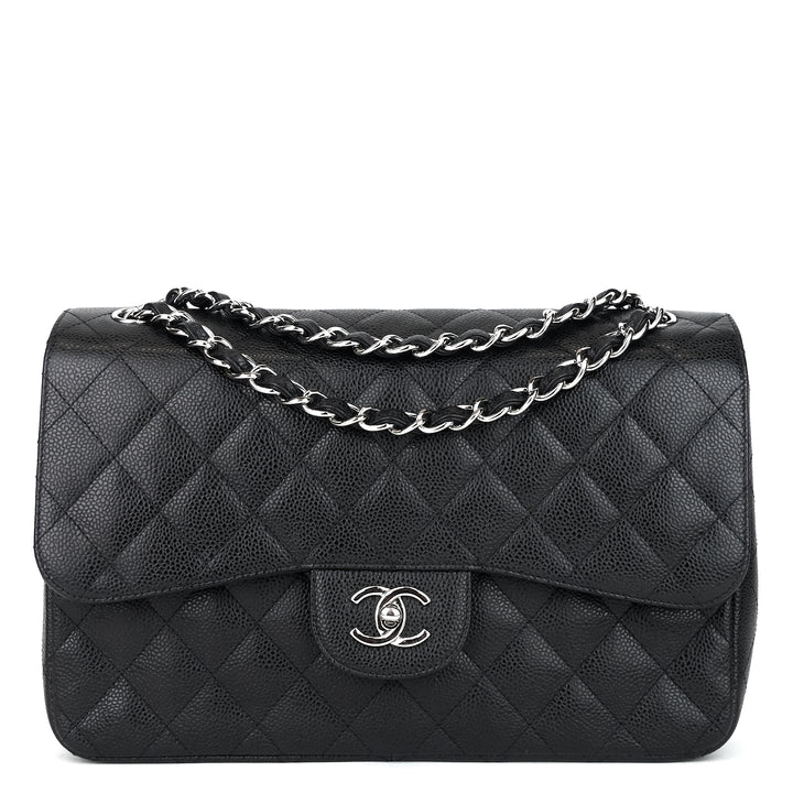 classic double flap caviar leather jumbo bag