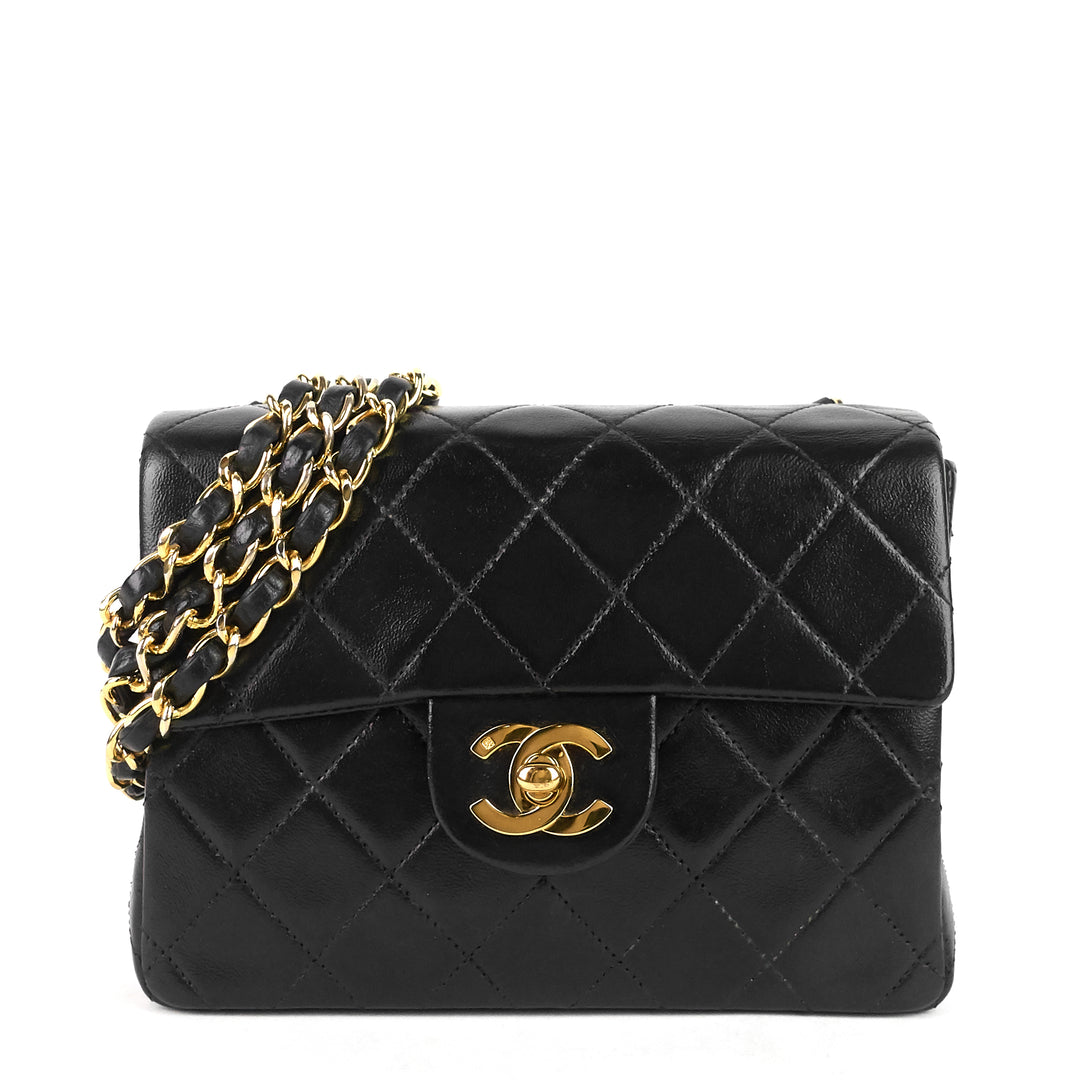 square classic flap mini lambskin leather bag