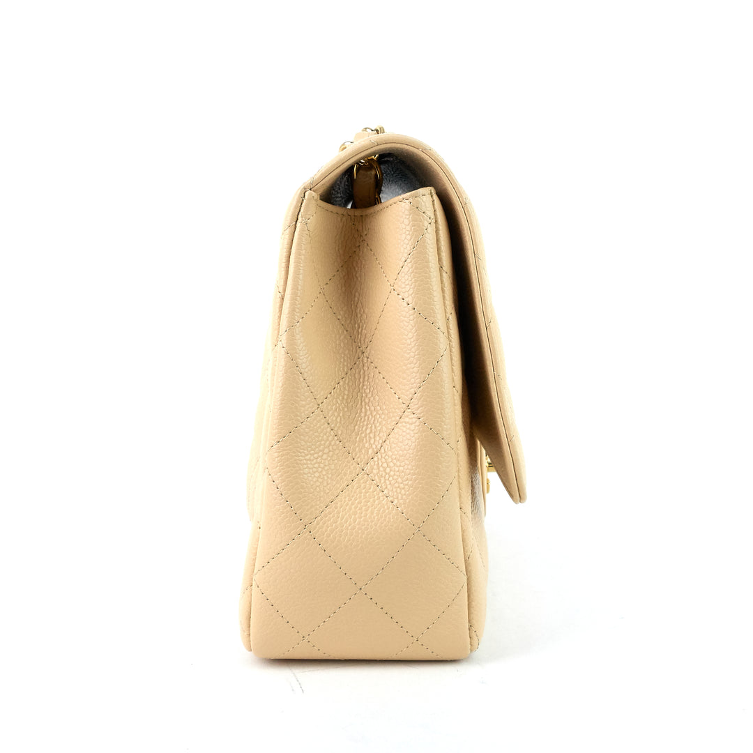 classic single flap jumbo caviar leather bag