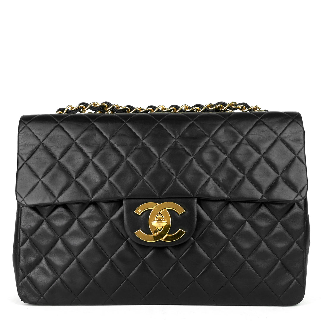 classic single flap maxi lambskin leather bag