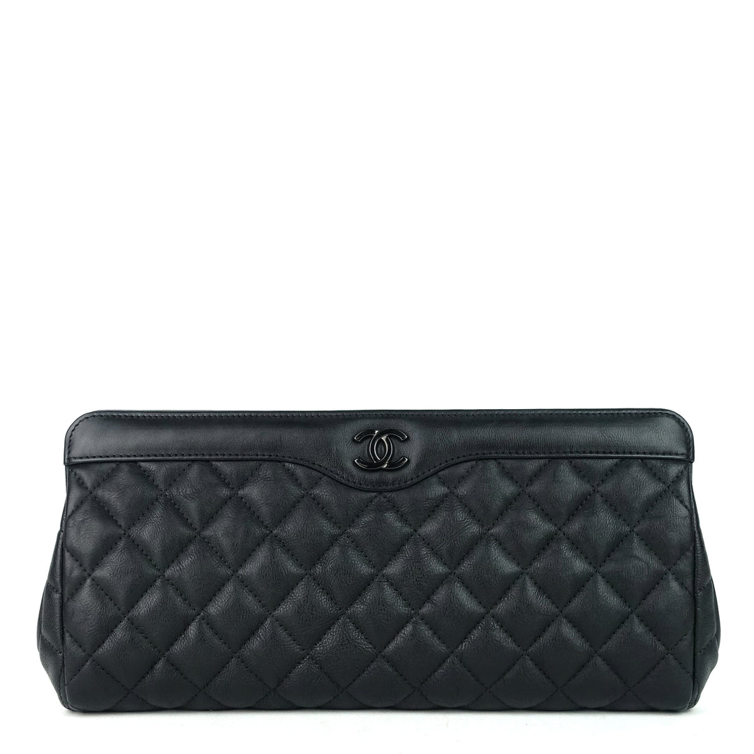 long clutch crinkled calf leather bag