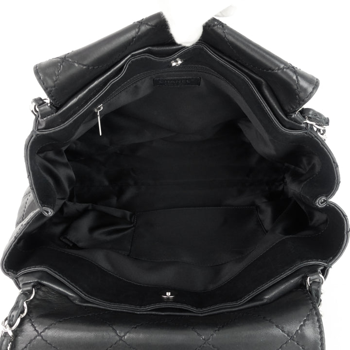 wild stitch leather double sided flap bag