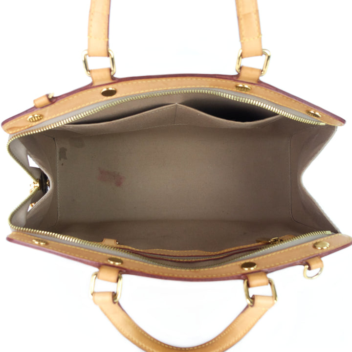 brea mm beige poudre monogram vernis leather bag