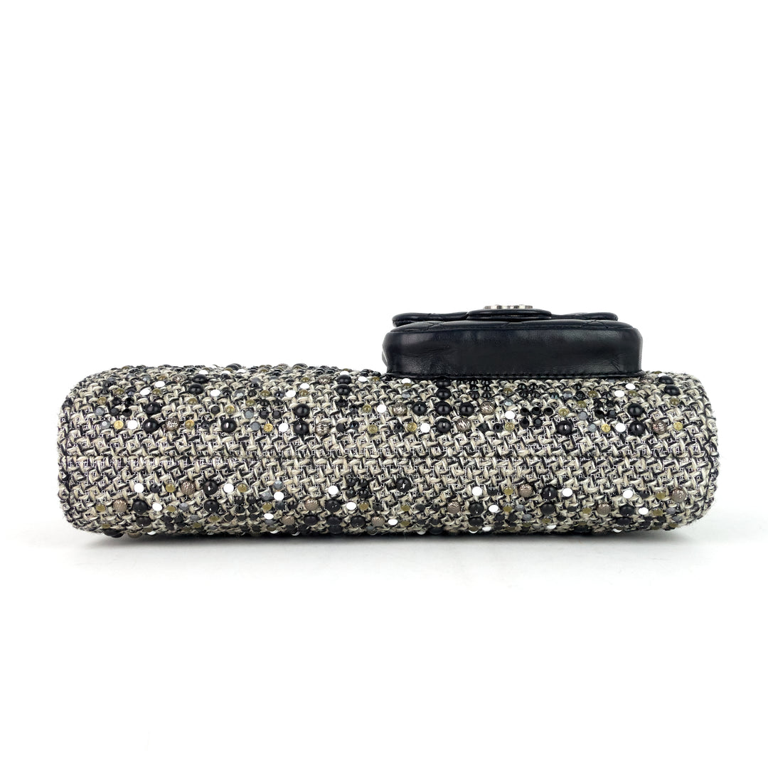 front pocket tweed clutch bag