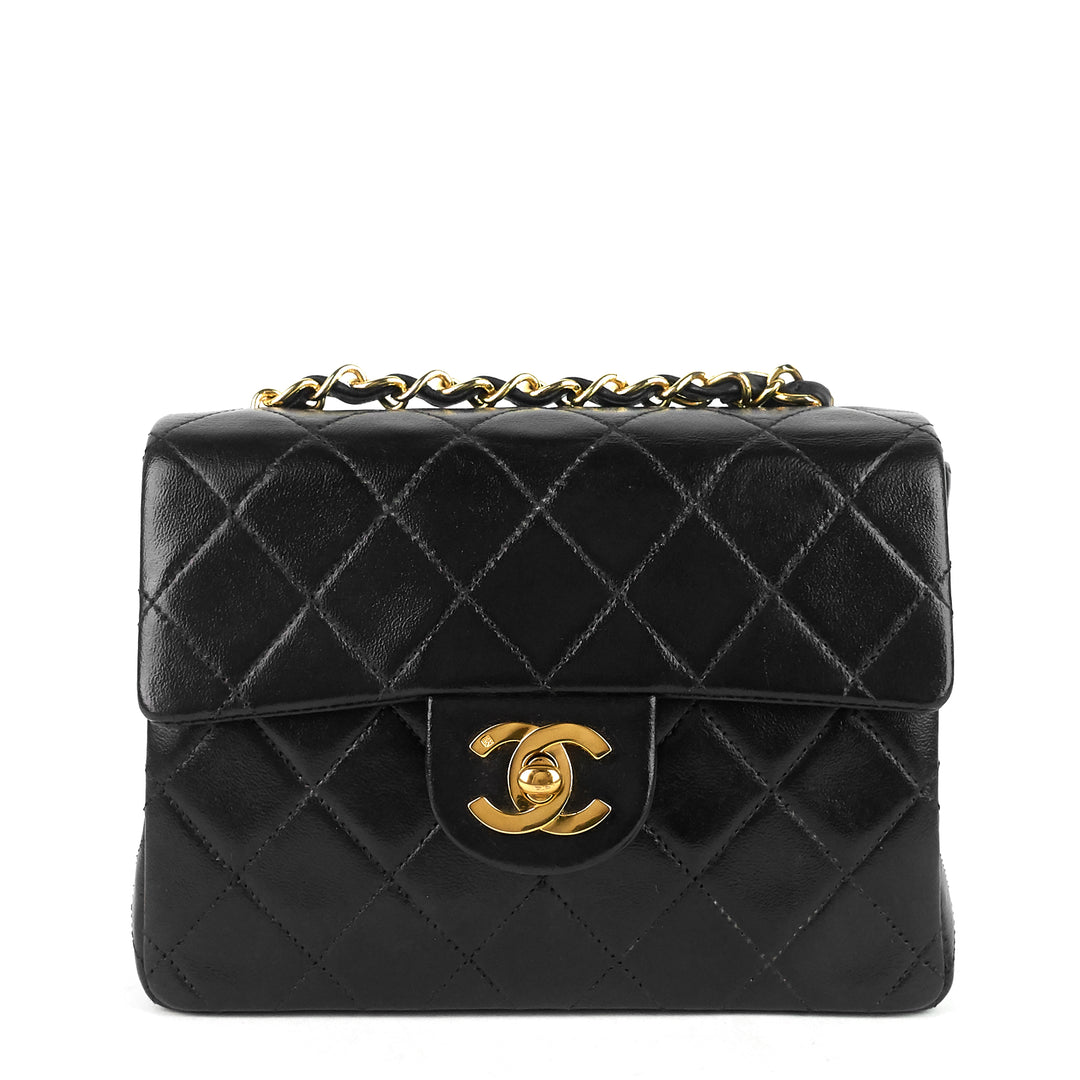 square classic flap mini lambskin leather bag