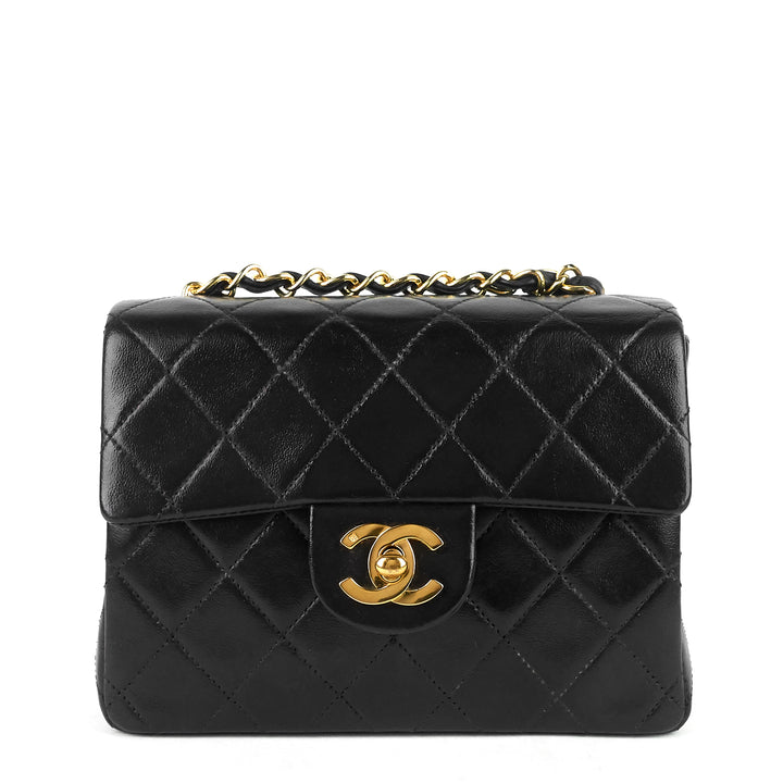 square classic flap mini lambskin leather bag