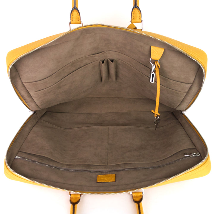 porte-documents voyage pm yellow taurillon leather briefcase bag