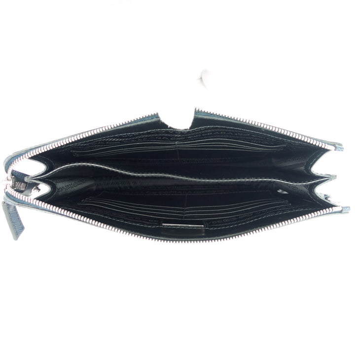pouch saffiano cuir leather wrist strap bag