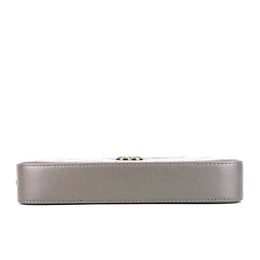 clutch with chain flat quilt leather bag