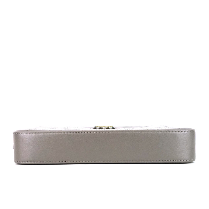 clutch with chain flat quilt leather bag