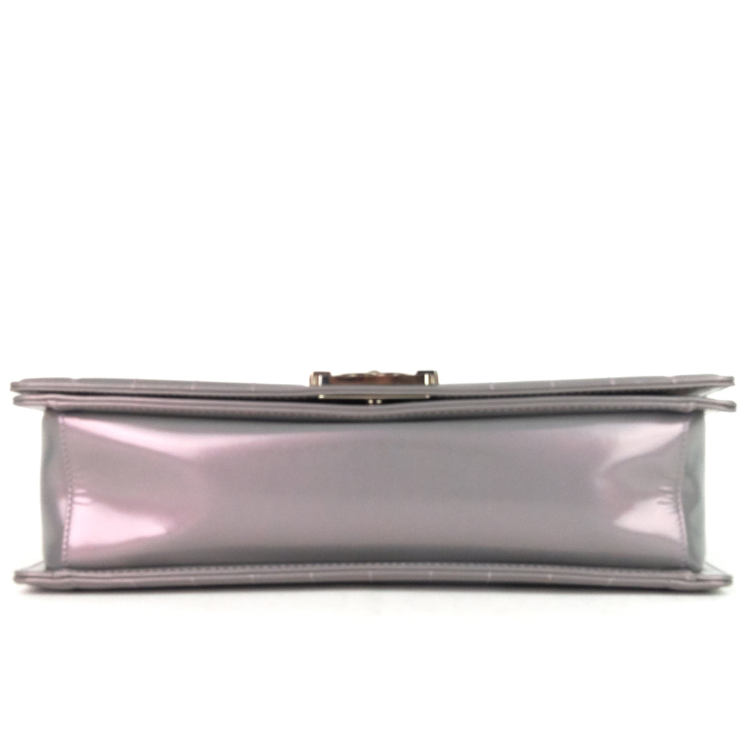 reverso boy flap large glazed leather bag