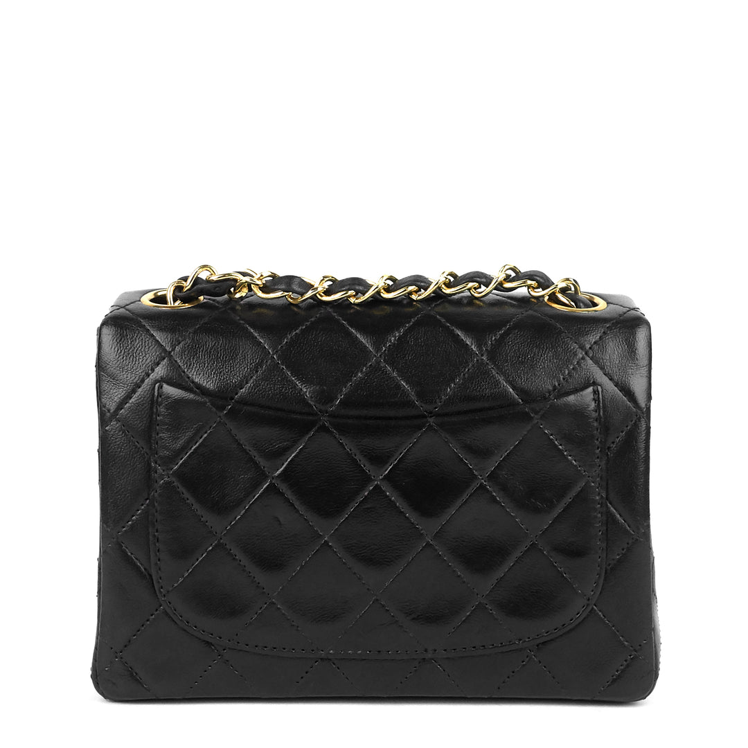 square classic flap mini lambskin leather bag