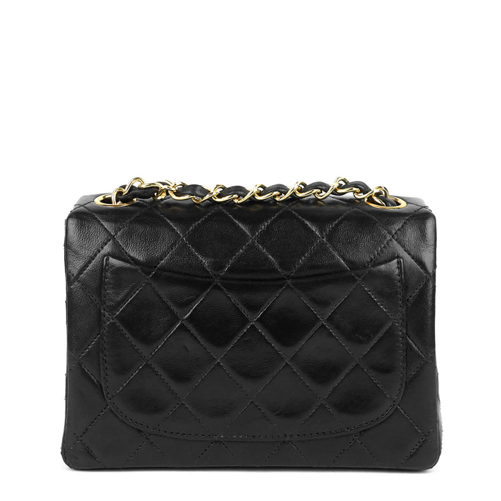 square classic flap mini lambskin leather bag