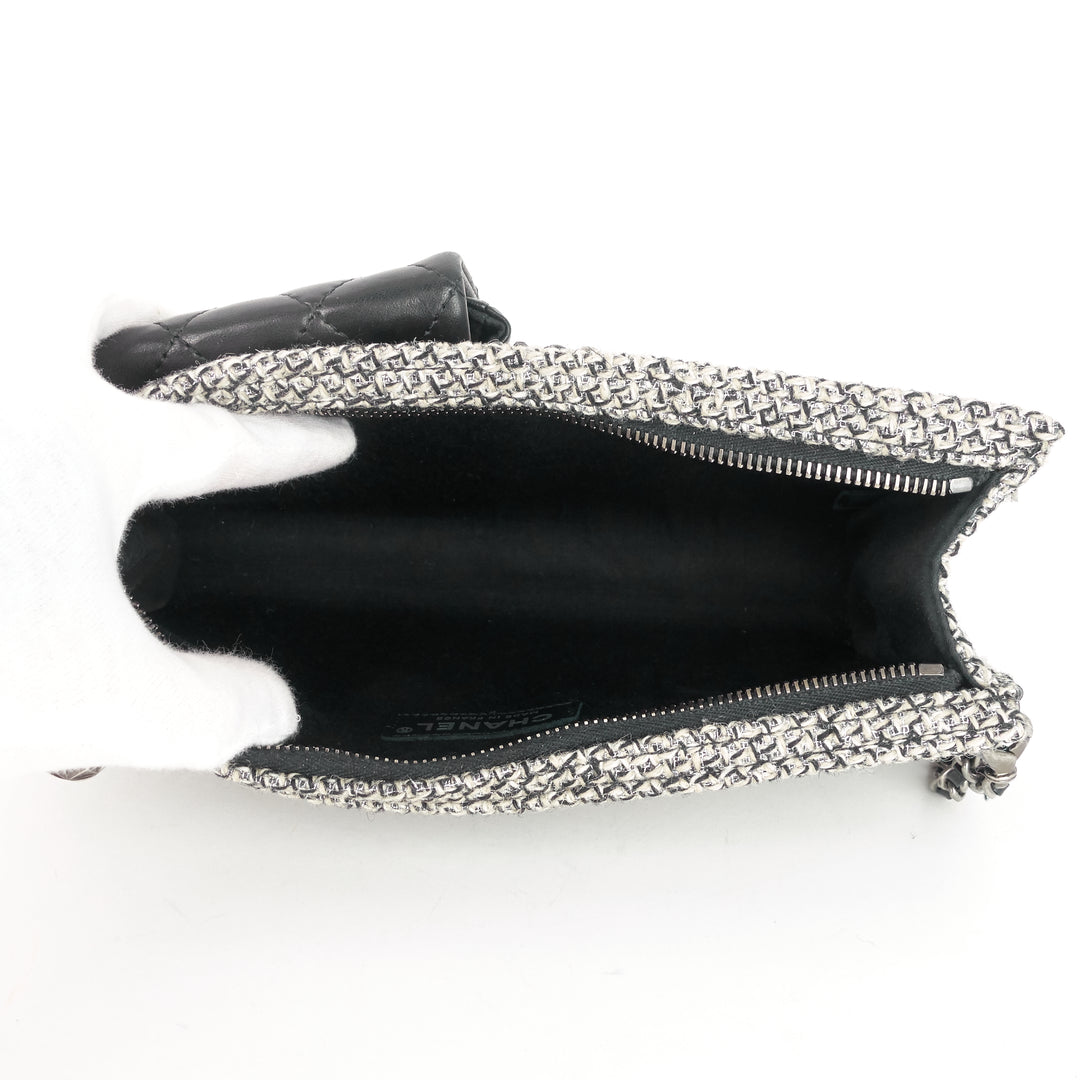 front pocket tweed clutch bag