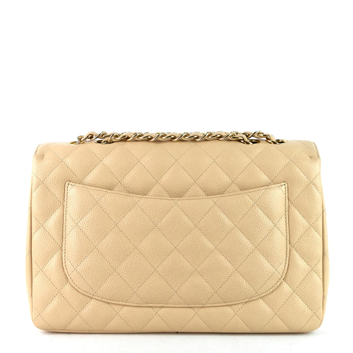 classic single flap jumbo caviar leather bag