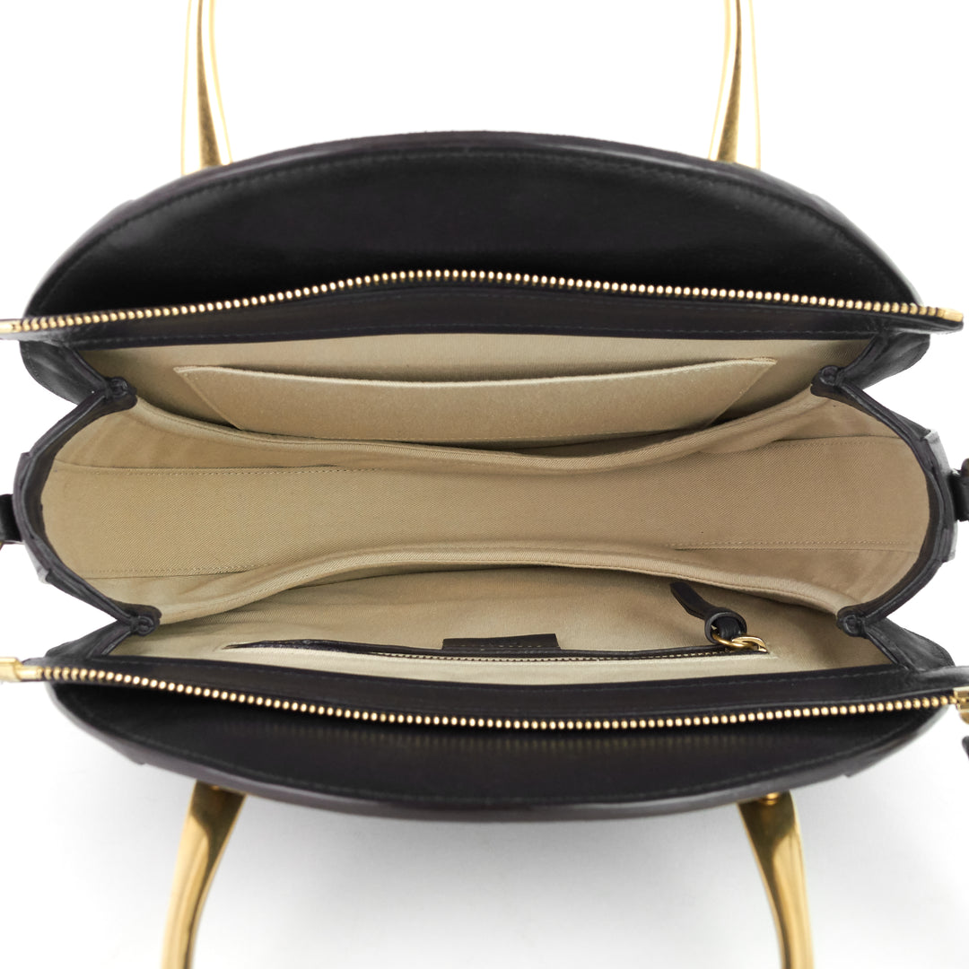 pixie medium calfskin and suede double handle bag