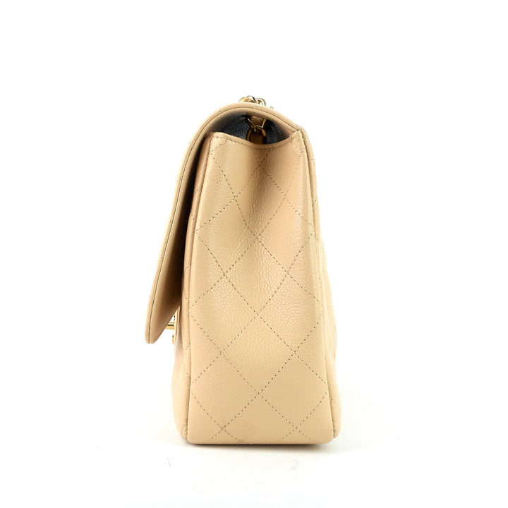 classic single flap jumbo caviar leather bag