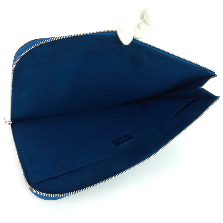 pochette jour pm blue epi leather clutch bag
