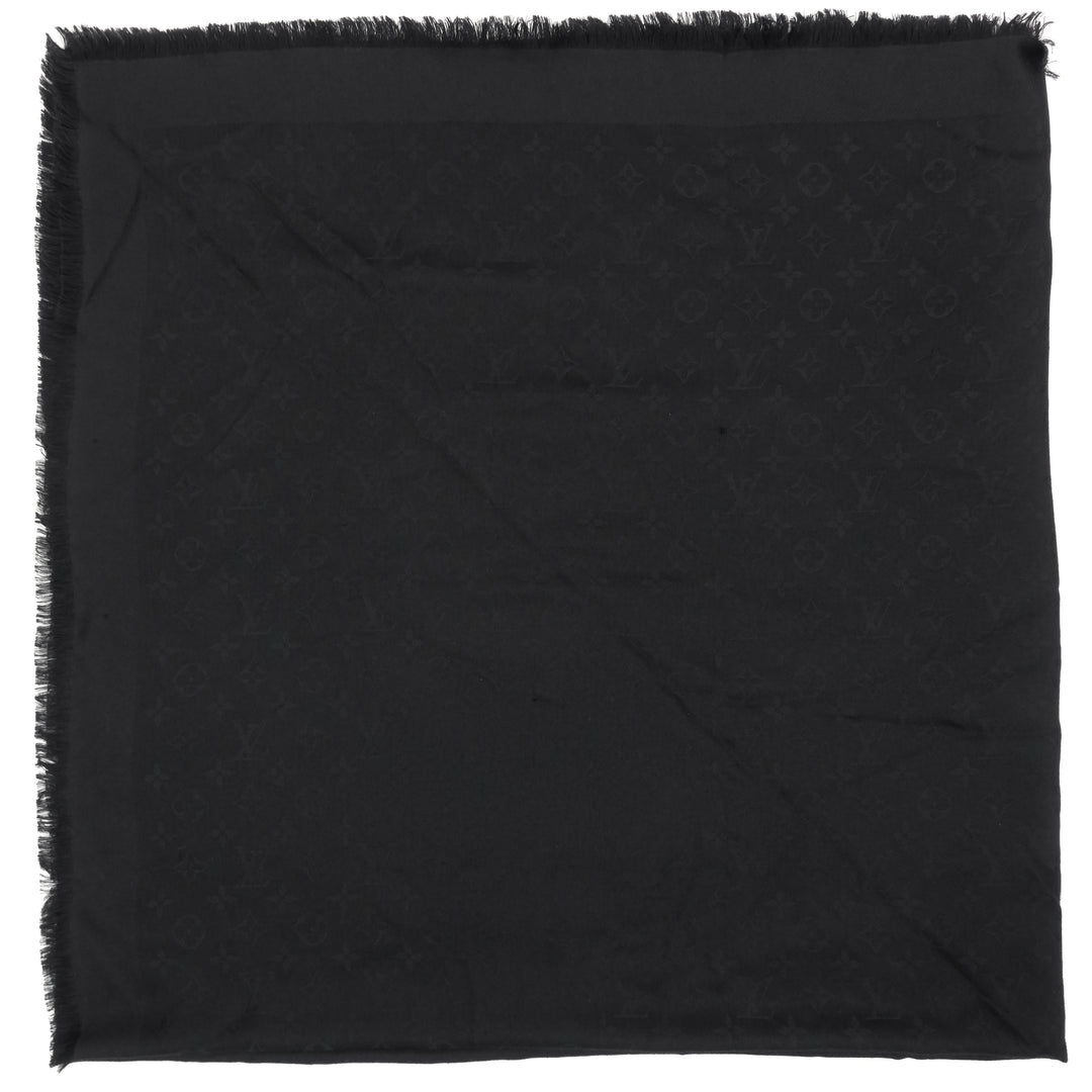 monogram square silk/wool shawl