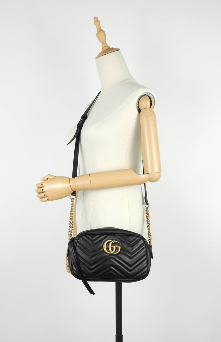 gg marmont small matelassé calfskin shoulder bag